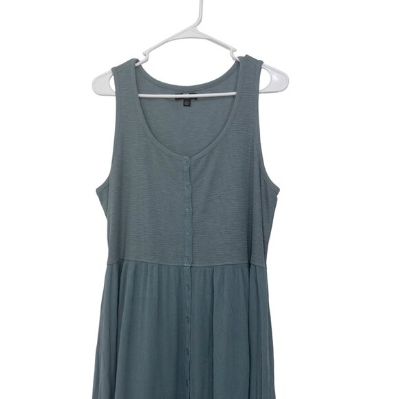 Frye Womens Sleeveless Button Front Midi Dress Size L Sage Green Polyester Rayon - Picture 2 of 11
